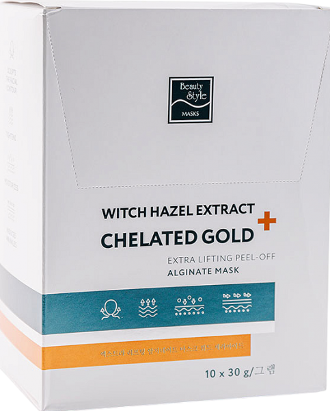 Альгинатная лифтинг-маска ''Witch hazel extract + Chelated gold'' 30 гр*10 шт Beauty Stylе