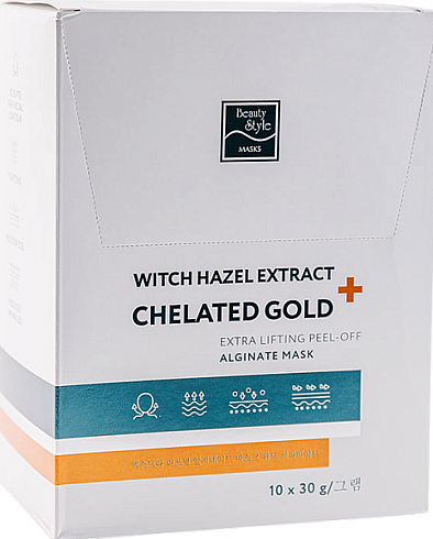 Альгинатная лифтинг-маска ''Witch hazel extract + Chelated gold'' 30 гр*10 шт Beauty Stylе